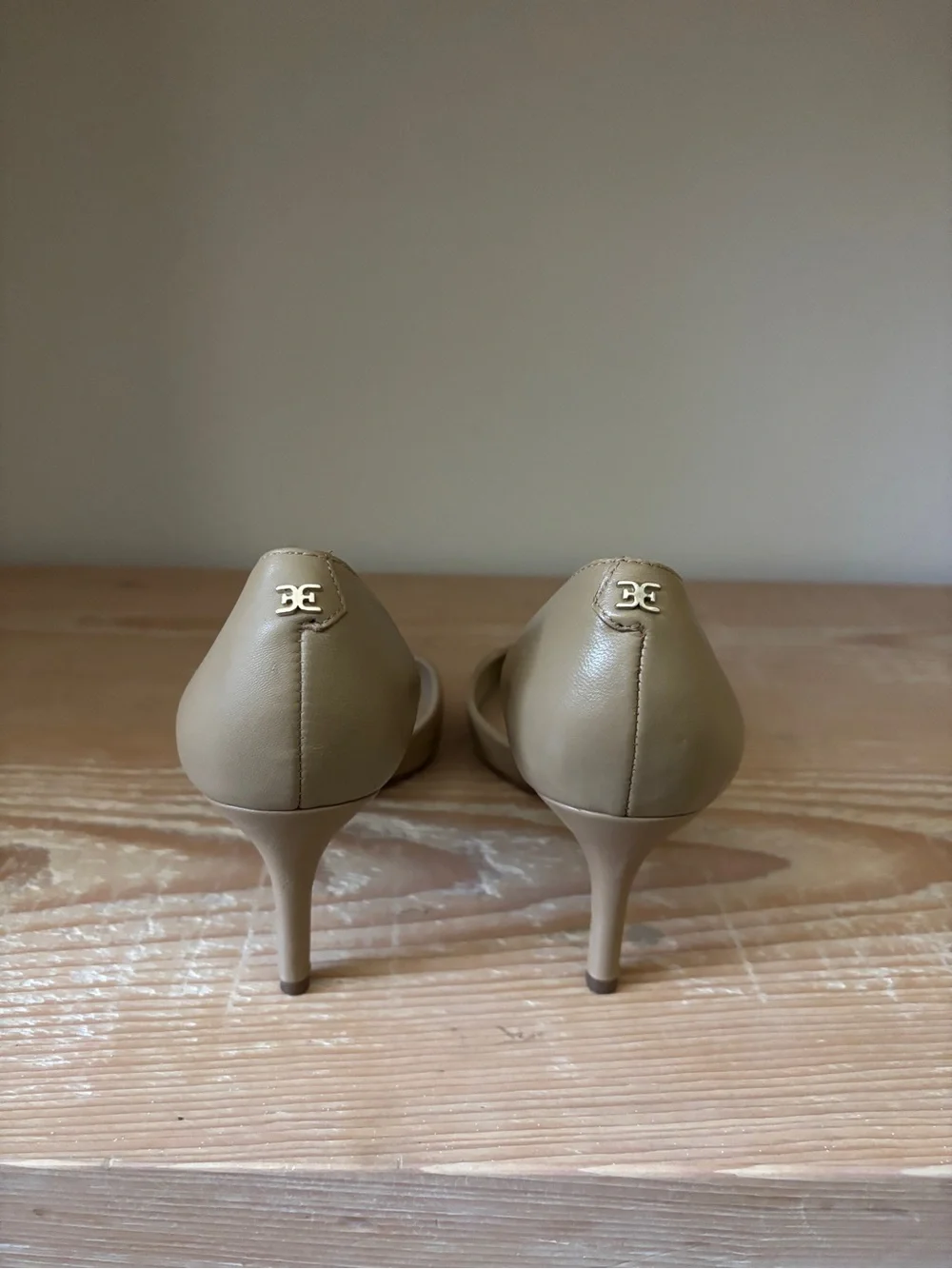 Sam Edelman Taupe Leather D'Orsay Pointed Pumps